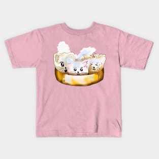 Cute kitty dumplings in a steamer basket Kids T-Shirt